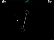Geometric puzzle game screen for Signum Project showing lines connecting circles and passing through glowing blue orbs
