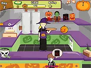 Screenshot of Halloween Cake Shop game, showing a decorated spooky cake