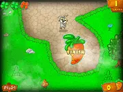 Incredible Rabbit's Day free online game. A rabbit character jumping over obstacles to reach a large carrot.