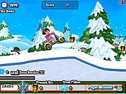 Dora Winter Ride free game: Dora the explorer riding a bicycle on a snowy road, challenging winter bike game online