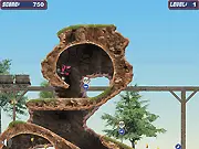 Honey Lemon Bike online free game, a cartoon character riding a motorcycle over challenging hills and obstacles
