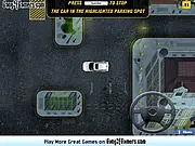 Parking Frenzy Storm free game: car attempting to park in a tight spot in a busy city parking lot, precision driving game online