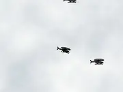 Screenshot of DestructoCopter game showing two cartoon helicopters colliding in the sky