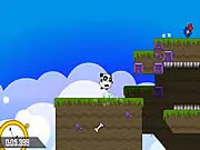 Sky Panda free game: a cute, wobbly panda character floating in the sky after drinking 'Bambooze', funny online adventure
