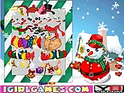 Screenshot of the Cute Snowman Dress Up game, showing an adorable snowman wearing a scarf and hat, available to play free online.