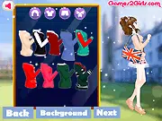 Screenshot of College 2013 dress up game showing a girl character trying on a fashionable college outfit and accessories. Play free online fashion game.
