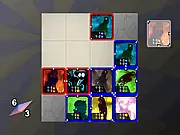 Ethereal Masters card game: two hands of cards facing off on a 4x4 strategic board, free online strategy game