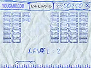 Nailnoid game screen, showing a hand-drawn paddle bouncing a ball to break wooden-style nail blocks