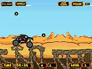 Free Monster Collector game screenshot on PlayArcadeHub, showing a monster truck racing and collecting stars on a track.